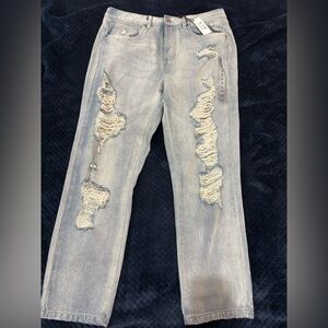 U2B Urban Basics Distressed Light Wash Jeans Size 11